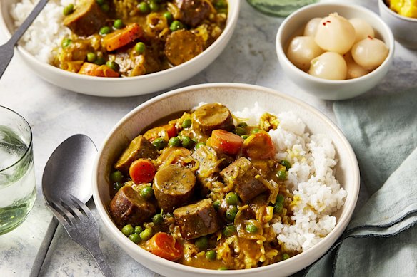 Australian curried sausages.