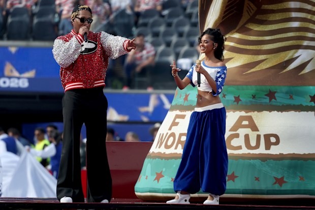 Future and Tyla perform during the Opening Ceremony before the World Cup group stage match