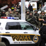 Police secure the area after a man opened fire at the Tree of Life synagogue in Pittsburgh.