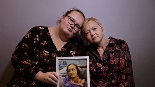 Sisters Temperance and Morgan Gollan mourn the loss of their mother, Kim. 