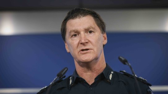 Deputy Commissioner of Police Shane Patton holds a press conference on Tuesday.