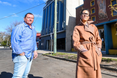 Jewish Arts Quarter co-chair Joe Tigel and Jewish Museum of Australia director Jess Bram at the site of the proposed precinct in Elsternwick.