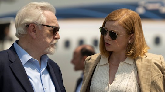 Logan Roy (Brian Cox) and Shiv Roy (Sarah Snook) in Succession season three.