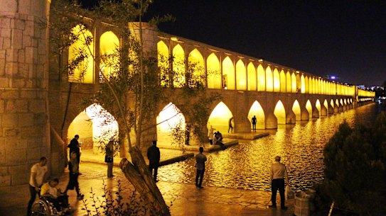 Si-o-se-pol is the largest of eleven bridges on the Zayanderud River in Isfahan, Iran.