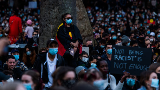 Thousands of people descended on Sydney's CBD for a Black Lives Matter protest on Saturday.