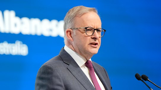 Australian Prime Minister Anthony Albanese deliver keynote address during the opening dinner for the 20th International Institute for Strategic Studies Shangri-La Dialogue.
