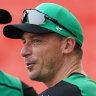 Dale Steyn (right) with Stars coach David Hussey.