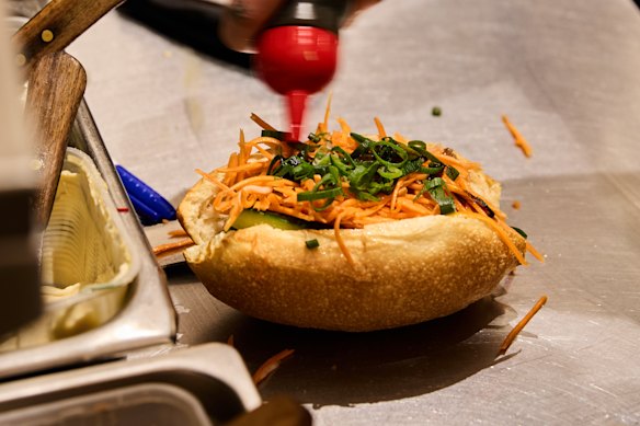 Banh mi made with fresh veg from the garden.