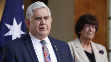Indigenous Australians Minister Ken Wyatt and chief executive officer of the National Aboriginal Community Controlled Health Organisation, Pat Turner, at the announcement of the new Closing the Gap targets on Thursday.