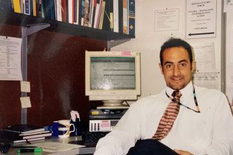 Labor MP Peter Khalil at his desk at the Department of Defence in 2002