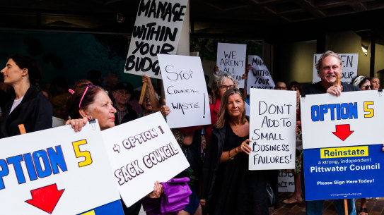 Residents protested the 40 per cent rate rise, saying the council was voting against the wishes of the public. 