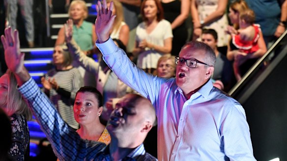 Prime Minister Scott Morrison at Horizon Church on Easter Sunday.