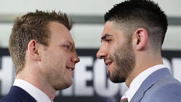 Jeff Horn and Zerafa at a press event in October ahead of their rematch.