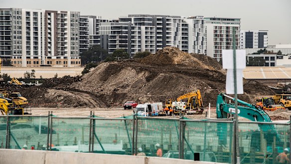A construction site for Westconnex at St Peters in Sydney's inner west.