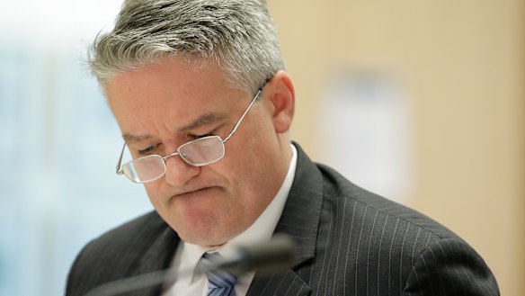 Finance Minister Mathias Cormann answers questions during Senate estimates.