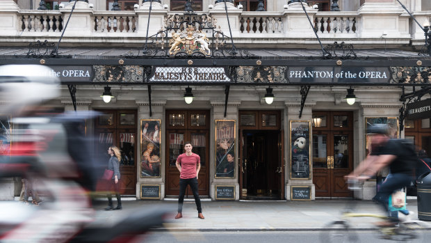 Piterman, pictured in 2019 in London, had to hang up his Phantom mask when West End theatres closed due to coronavirus.