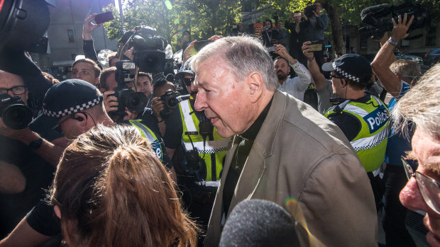 Cardinal George Pell walks into court on Wednesday.