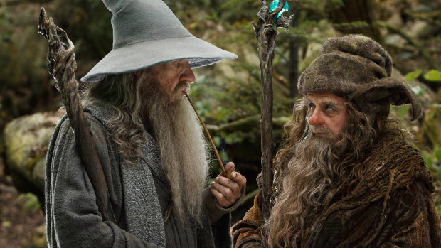 Sylvester McCoy as Radagast, right, with Ian McKellen as Gandalf in The Hobbit film trilogy.