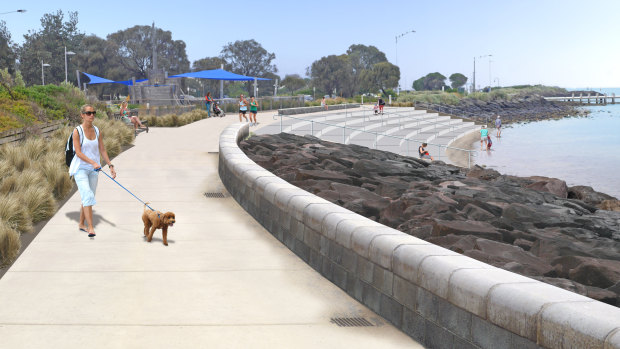 The foreshore masterplan for North Road  includes a concrete terrace to guard against erosion.