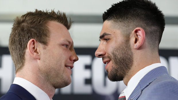 Jeff Horn and Zerafa at a press event in October ahead of their rematch.