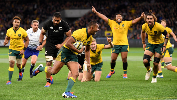 Kurtley Beale scores a try in Perth as the Wallabies beat the All Blacks for the first time in eight matches. But what will the game look like after coronavirus?