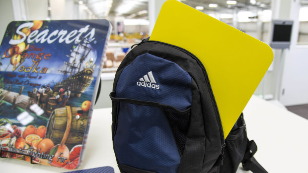 Bulletproof backpack shields from Hardwire on display.