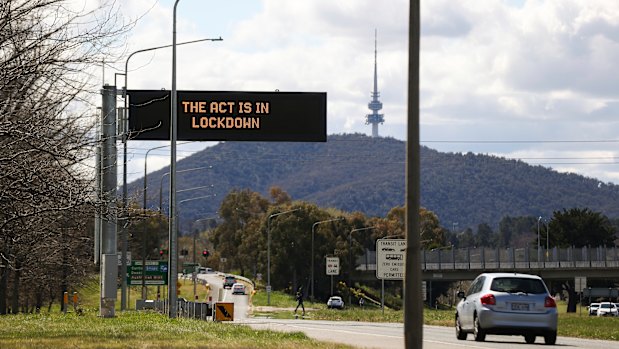 A street sign in Canberra on Tuesday. 