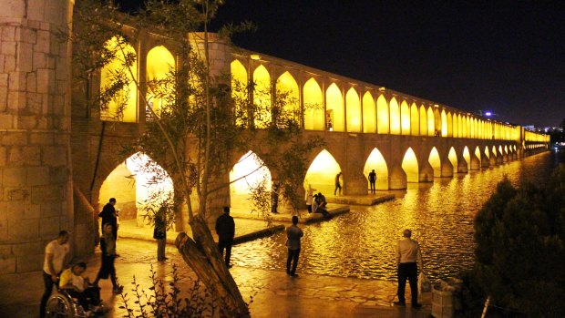 Si-o-se-pol is the largest of eleven bridges on the Zayanderud River in Isfahan, Iran.