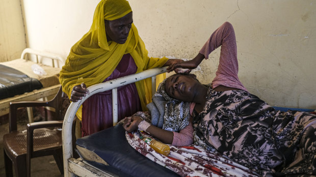 A Tigray woman goes into labour at an understaffed clinic run by the Sudanese Ministry of Health with assistance from Doctors Without Borders, in the Sudanese border village of Hamdayet. 