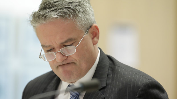 Finance Minister Mathias Cormann answers questions during Senate estimates.