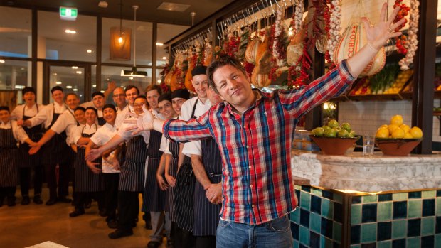 Jamie Oliver at his Canberra restaurant in 2017.