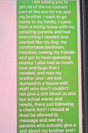 Kate’s message to police begging to be returned to her foster carers.