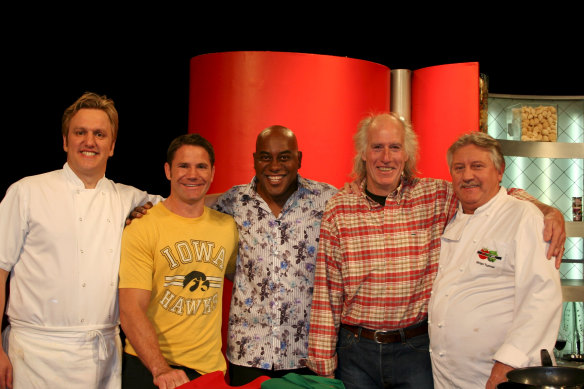 Ainsley Herriott (centre) in the UK version of Ready Steady Cook.
