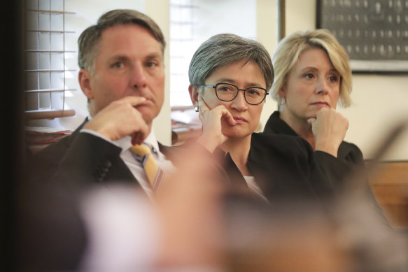 China challenge: Labor deputy leader Richard Marles, foreign affairs spokeswoman Penny Wong and deputy Senate leader Kristina Keneally. 