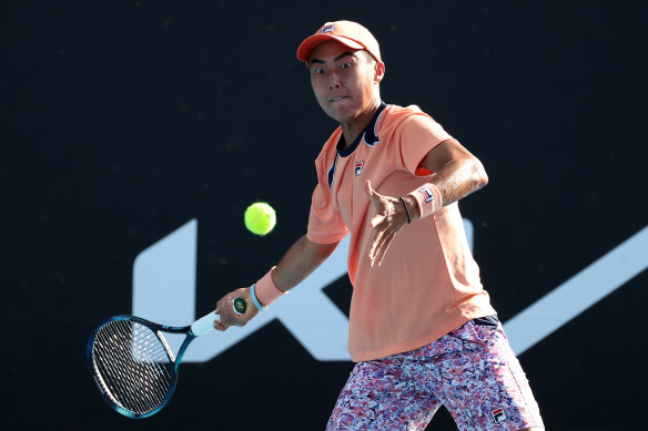 Marathon effort: Rinky Hijikata is through in five sets.