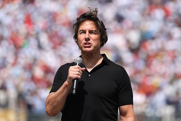 Tom Cruise speaks ahead of the 2026 FIFA World Cup final match between Spain and Argentina