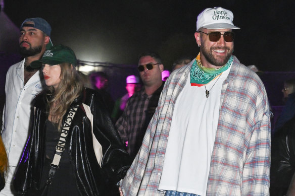 Taylor Swift and Travis Kelce at Neon Carnival held during the Coachella Music and Arts Festival