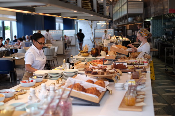 The breakfast buffet at Hearth includes at least five local honeys.