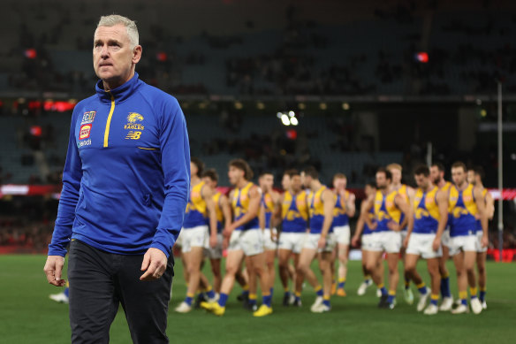 The future of West Coast coach Adam Simpson is up in the air, despite being contracted.