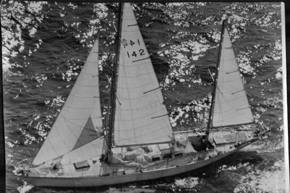 Chichester's ketch Gipsy Moth IV, pictured off Botany Bay only five miles from Sydney.