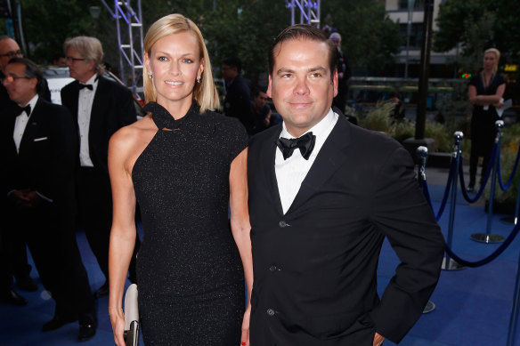 Sarah and Lachlan Murdoch in Melbourne in 2014.