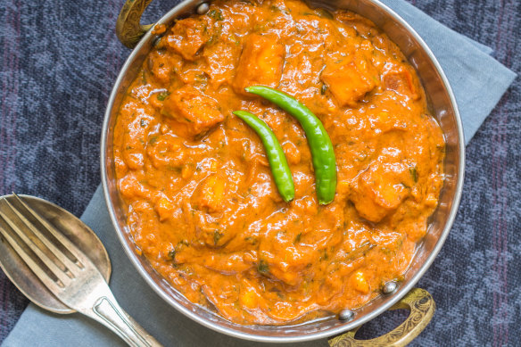 Cheese replaces meat in paneer tikka masala.