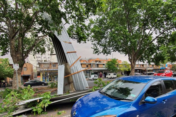 A roof was ripped off in wild weather in North Melbourne earlier today. 