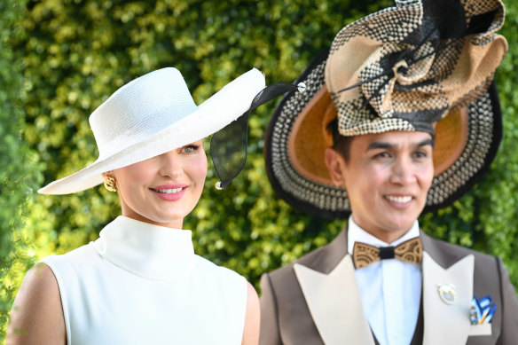 Fashion on the field at Flemington. Winners Eleanor Campbell and Domingo Martinez.