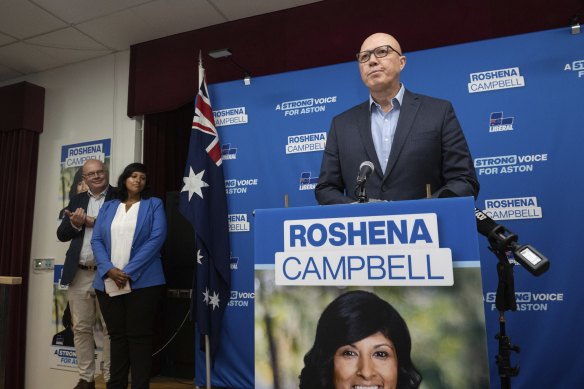 Opposition Leader Peter Dutton after the Liberal Party’s loss in the Aston byelection.