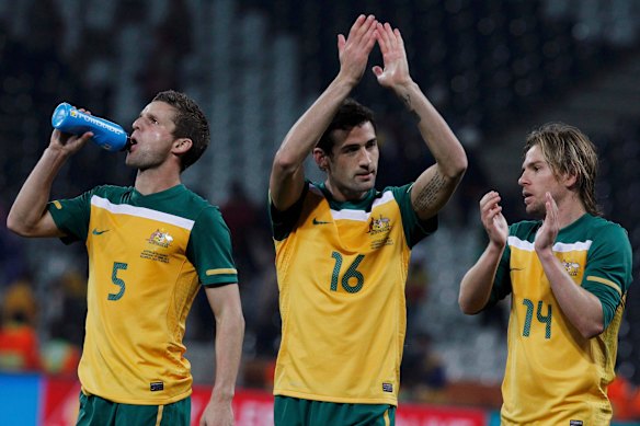 Former Socceroo Carl Valeri (centre) can trace his roots back to Griffith - specifically, to Hanwood FC.