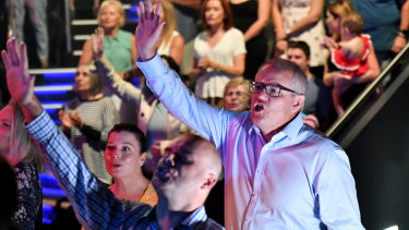 Prime Minister Scott Morrison at Horizon Church on Easter Sunday.