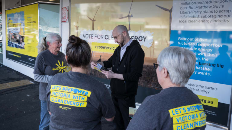 Volunteers working for Environment Victoria in Frankston canvass people on the street. Political groups are increasingly using data from petitions and social media to target voters.