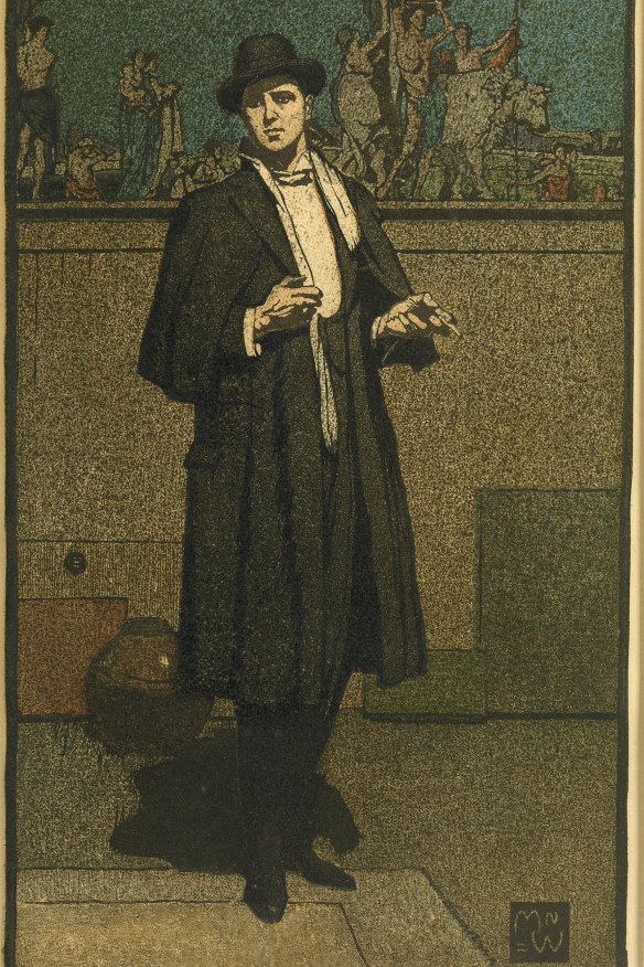 Napier Waller, The man in black (detail), 1925,
