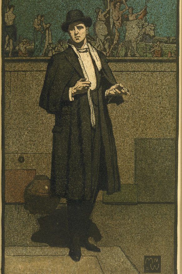 Napier Waller, The man in black (detail), 1925,